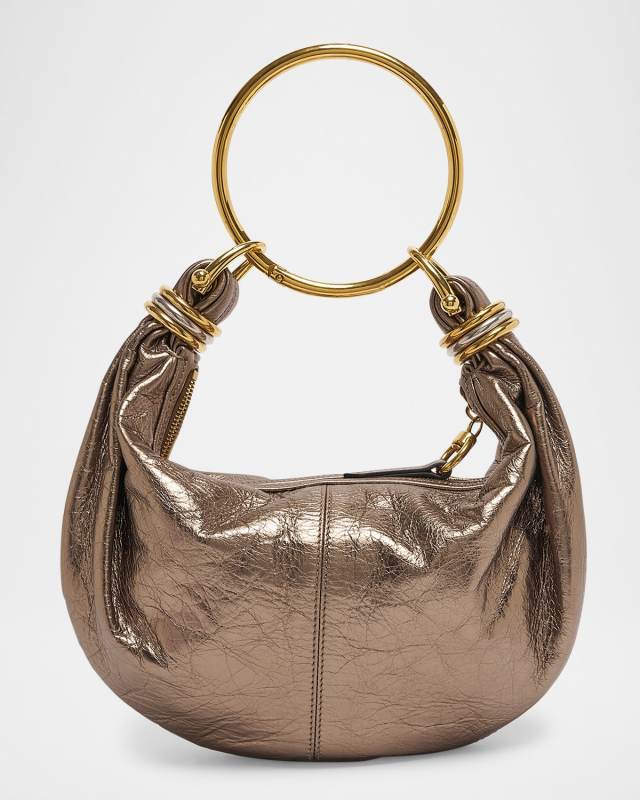 Bracelet Top-Handle Bag in Metallic Calfskin